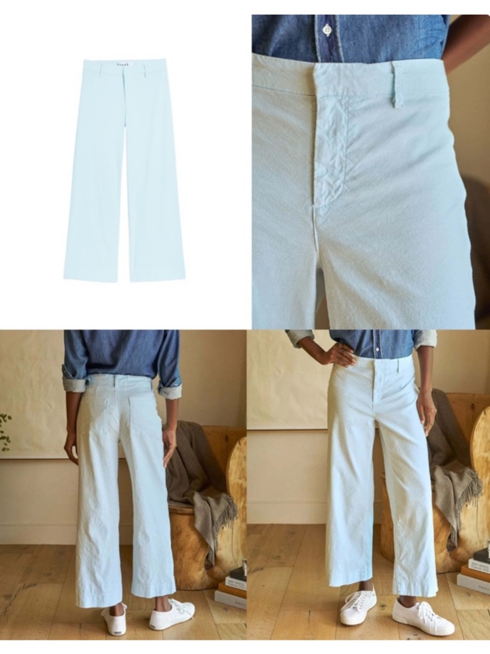 Frank & Eileen Wexford Cropped Wide Leg Pants Trousers Casual Sz 8 Sea Breeze